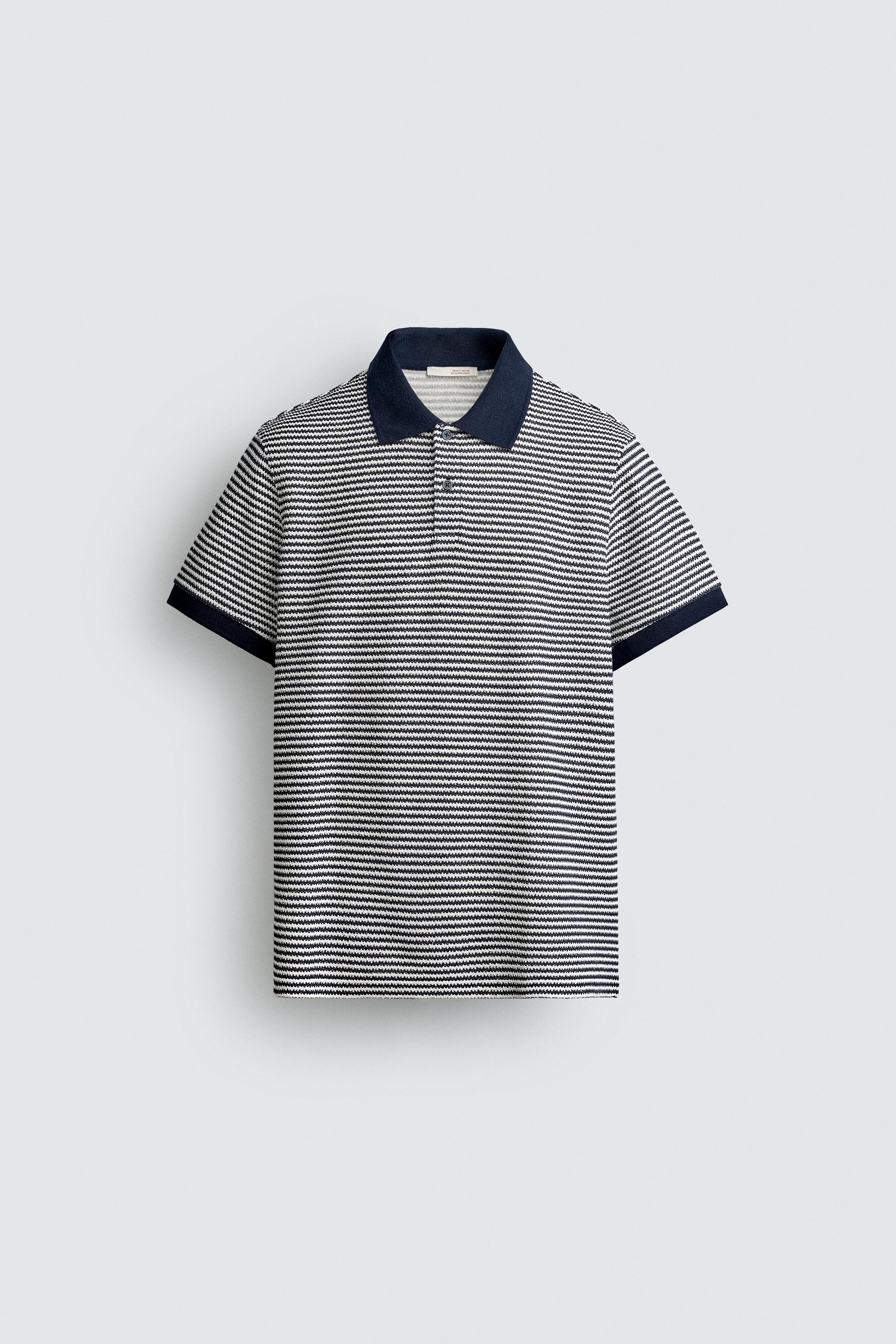 REGULAR FIT STRIPED TEXTURED POLO